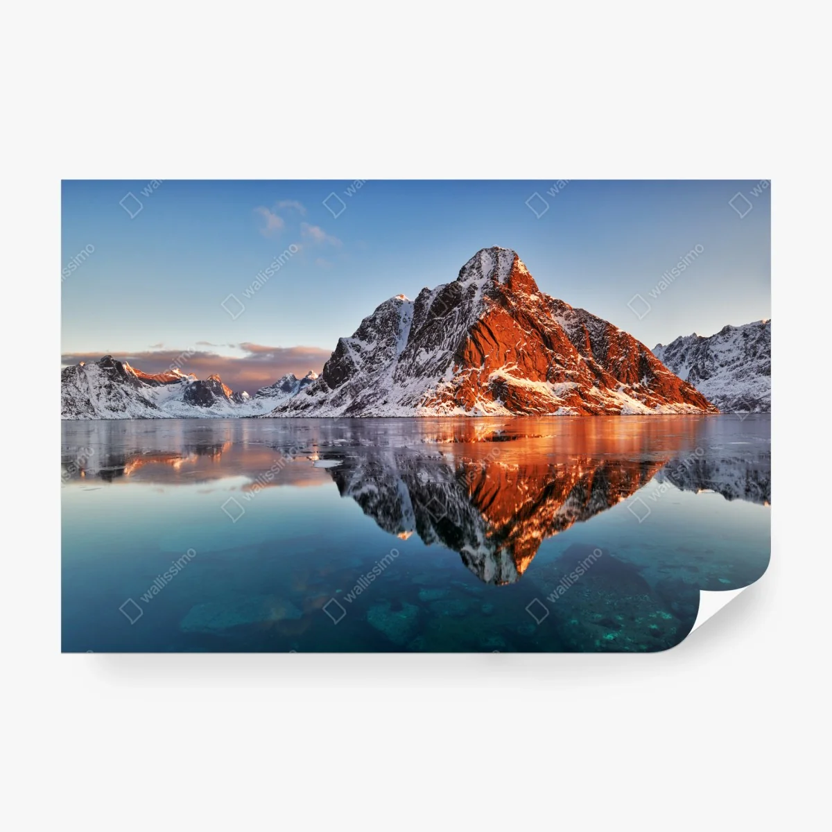 Carta da parati alba dorata sulle montagne di Lofoten • Wallissimo®