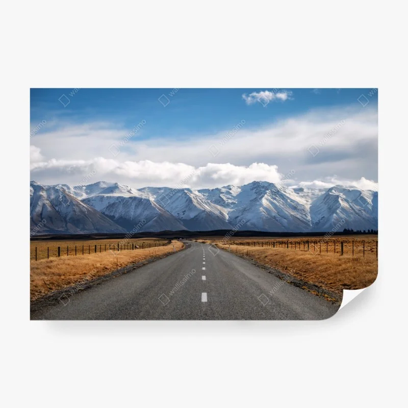 Carta da parati strada verso le montagne innevate della Nuova Zelanda