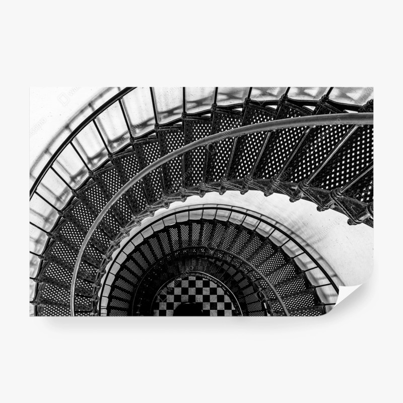 Carta da parati spirale architettonica in bianco e nero