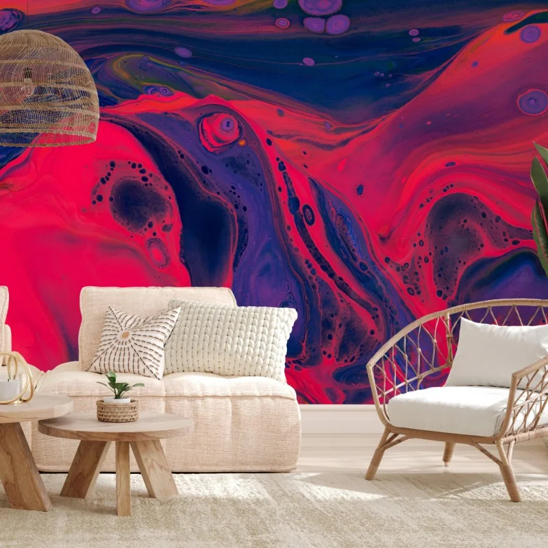 Carta da parati effetto marmorizzato magenta e viola