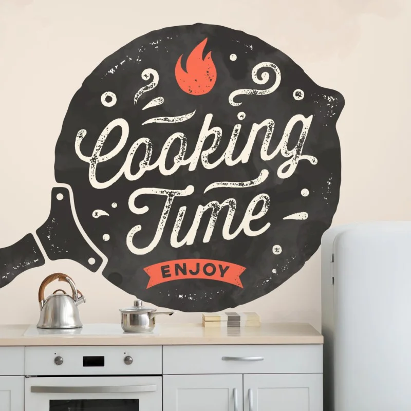 Carta da parati grafica padella vintage per decorazione cucina