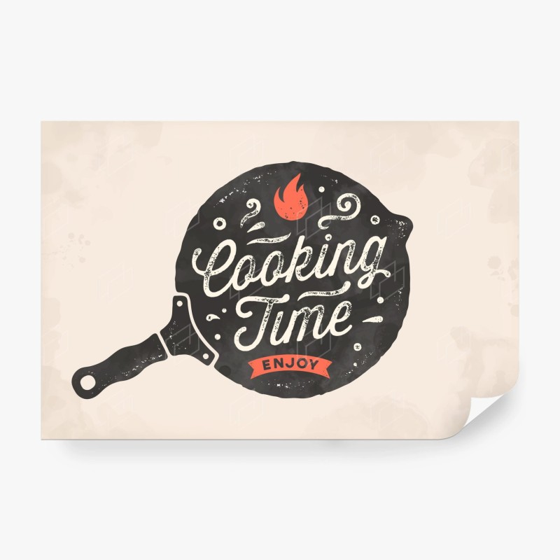 Carta da parati grafica padella vintage per decorazione cucina