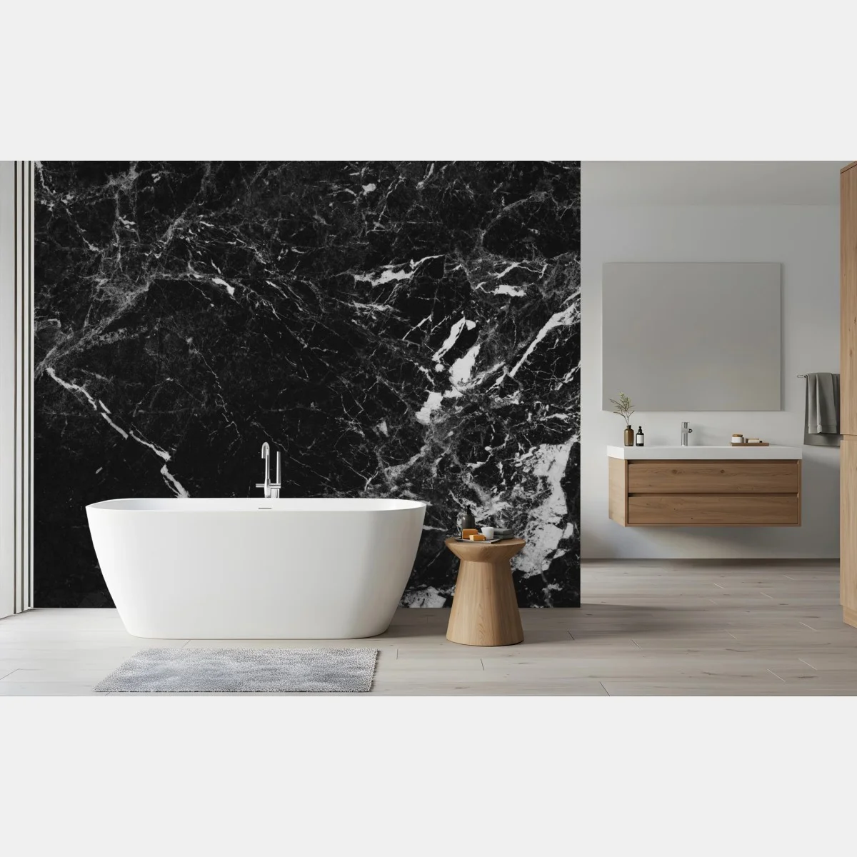Carta da parati elegante marmo nero dalle venature bianche • Wallissimo® Carta da parati elegante marmo nero dalle venature bianche • Wallissimo®