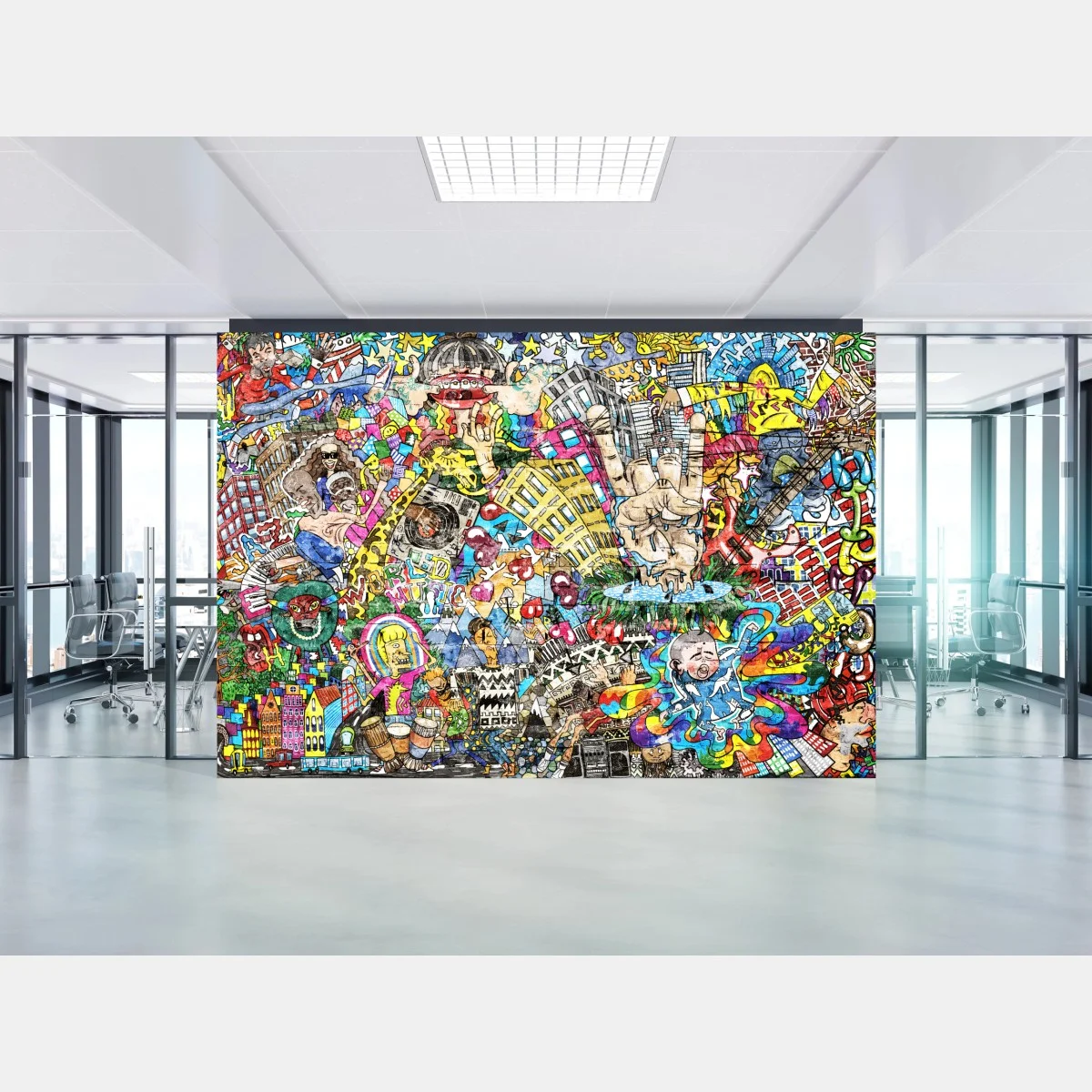 Carta da parati esplosione urbana di colore e musica • Wallissimo® Carta da parati esplosione urbana di colore e musica • Wallissimo®