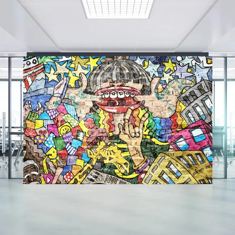 Carta da parati murale pop urbano colorato