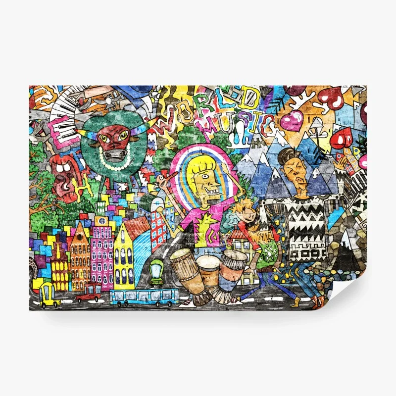 Carta da parati esplosione di colore urbano e musica