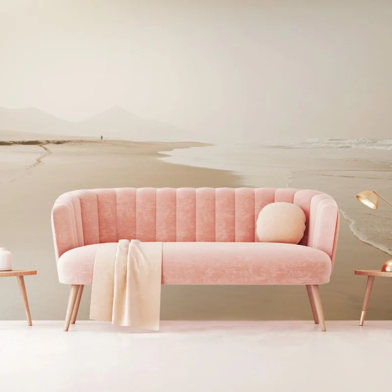 Carta da parati spiaggia deserta in tonalità seppia