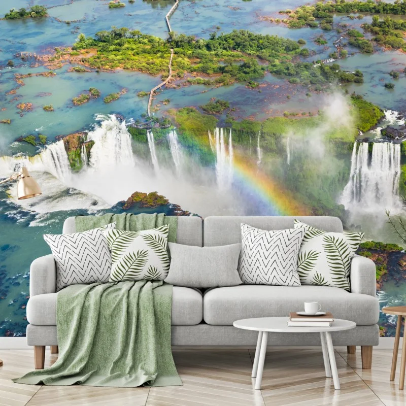 Carta da parati cascate maestose con arcobaleno