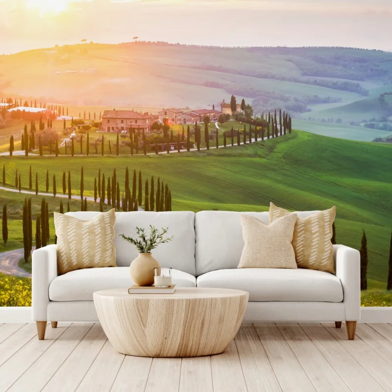 Carta da parati paesaggio collinare all'alba