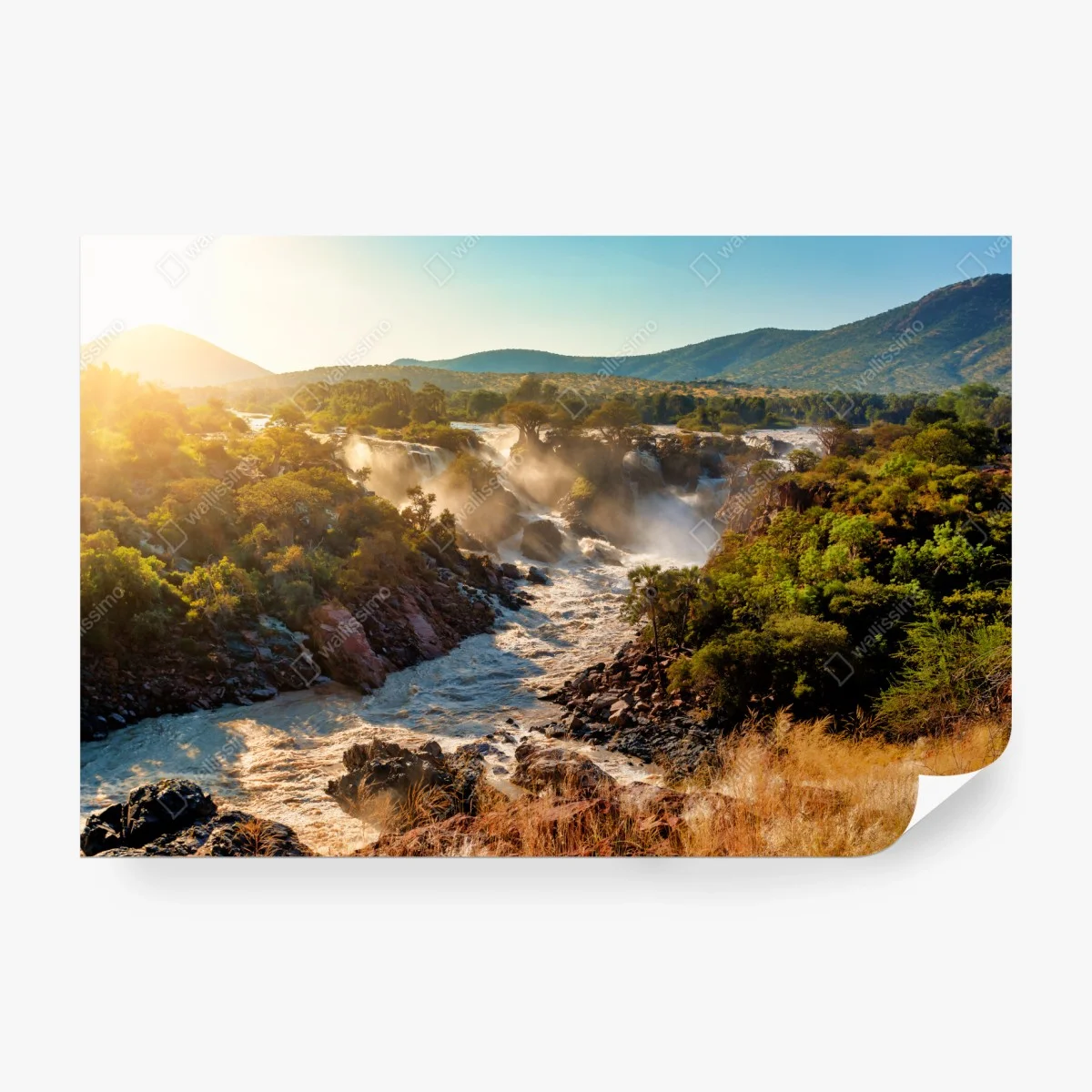 Carta da parati cascate di Epupa sul Kunene all'alba • Wallissimo® Carta da parati cascate di Epupa sul Kunene all'alba • Wallissimo®