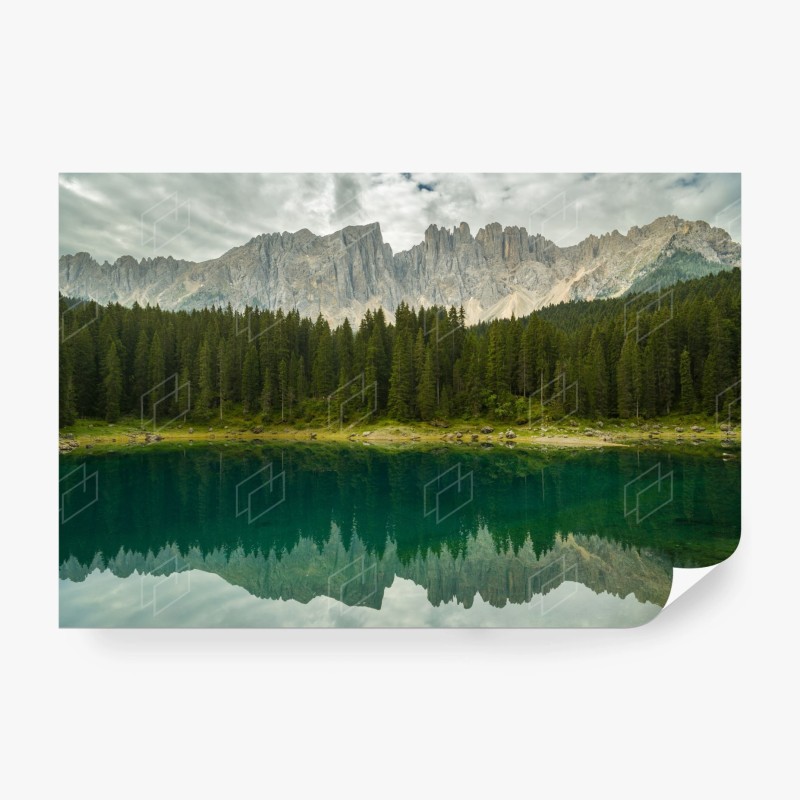 Carta da parati riflessi delle Dolomiti sul Lago di Carezza