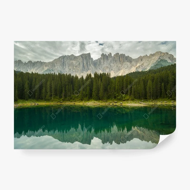 Carta da parati riflessi delle Dolomiti sul Lago di Carezza