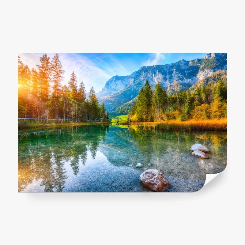 Carta da parati tramonto autunnale sul lago Hintersee