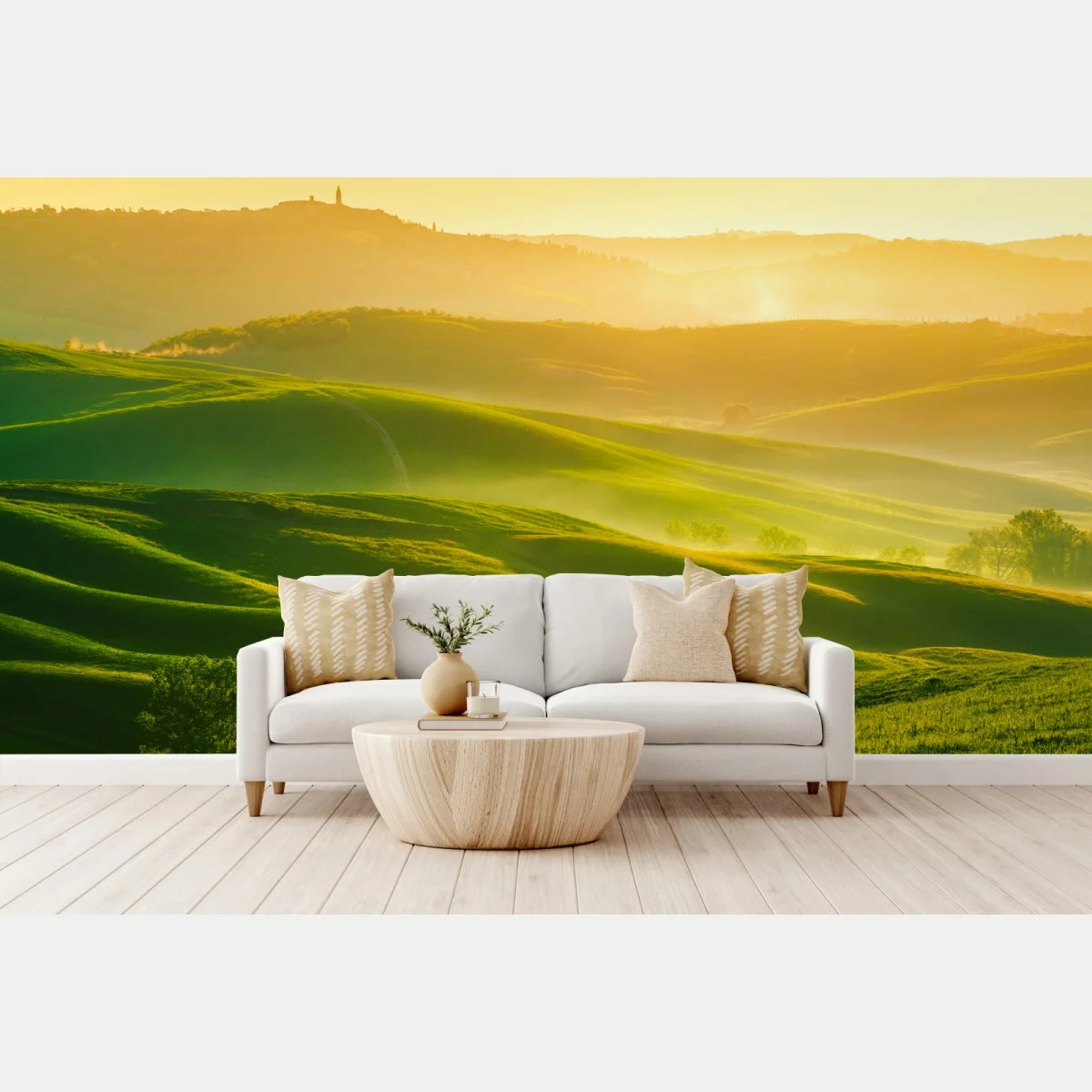Carta da parati morbide colline dorate all'alba • Wallissimo® Carta da parati morbide colline dorate all'alba • Wallissimo®