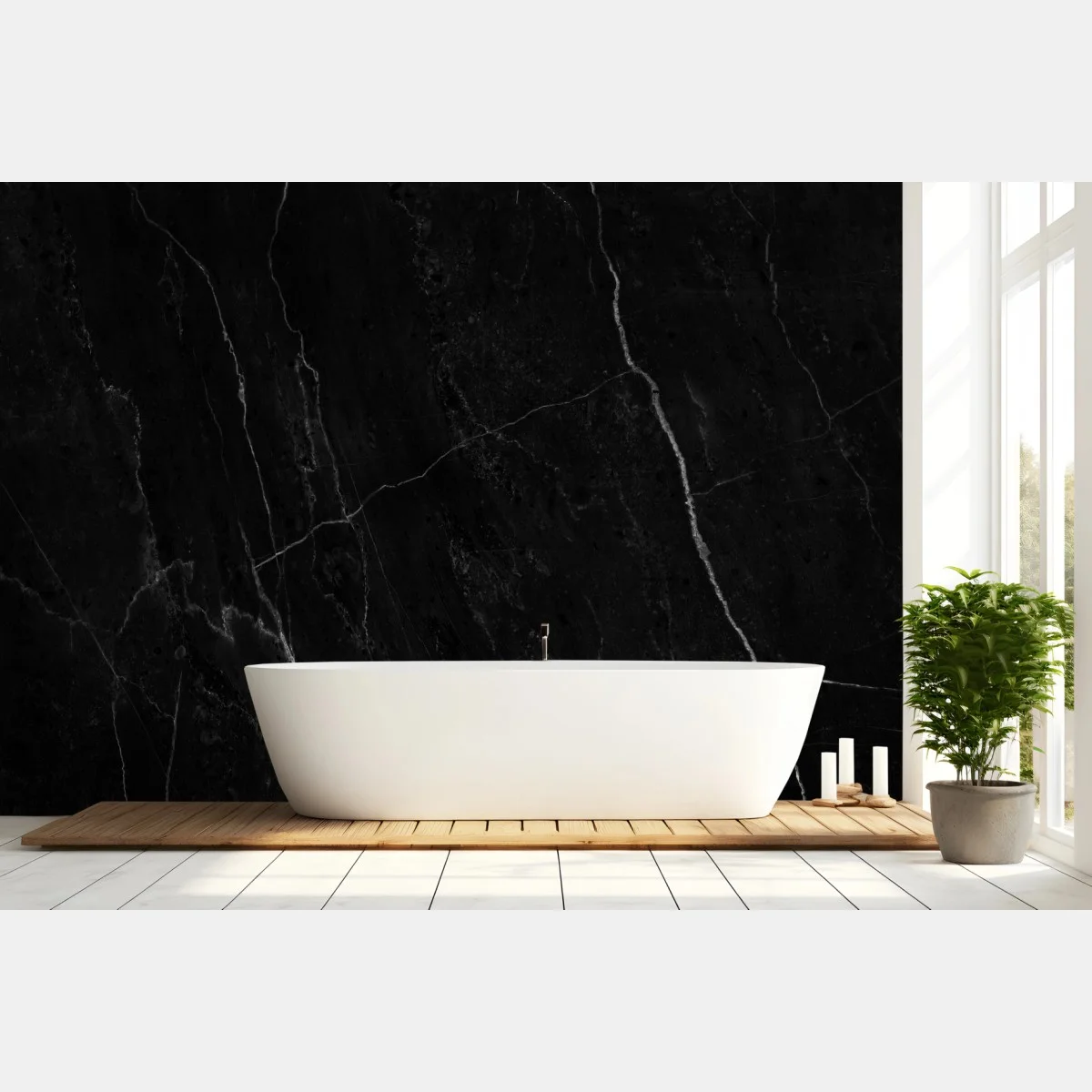Carta da parati marmo nero elegante con venature bianche • Wallissimo® Carta da parati marmo nero elegante con venature bianche • Wallissimo®