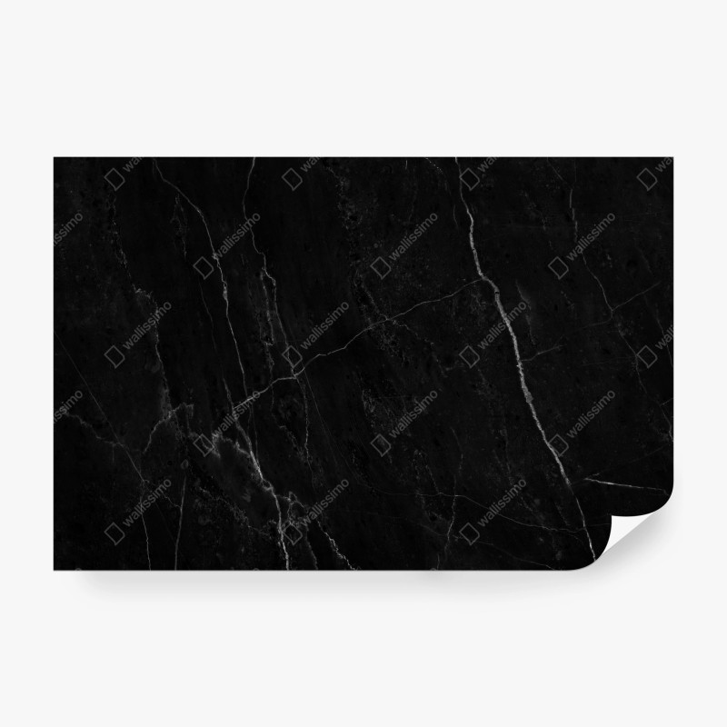 Carta da parati marmo nero elegante con venature bianche