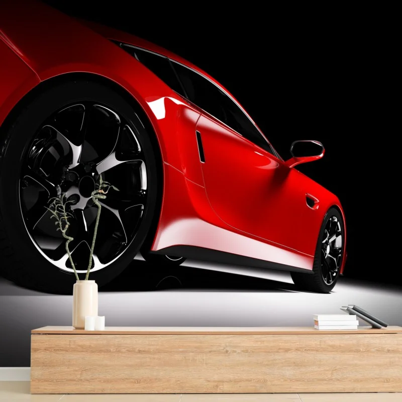 Carta da parati profilo dinamico di una coupé rossa