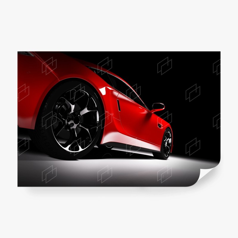 Carta da parati profilo dinamico di una coupé rossa