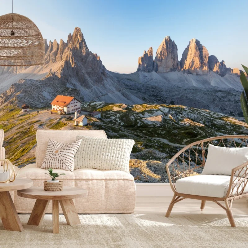 Carta da parati rifugio ai piedi delle Tre Cime di Lavaredo