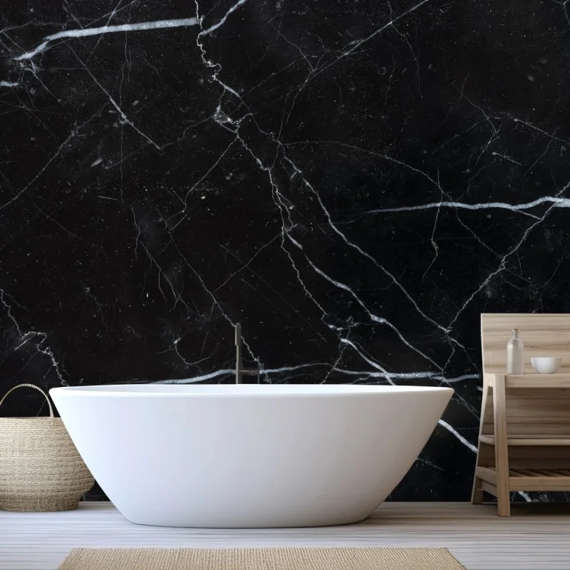 Carta da parati marmo nero venato per pareti di design