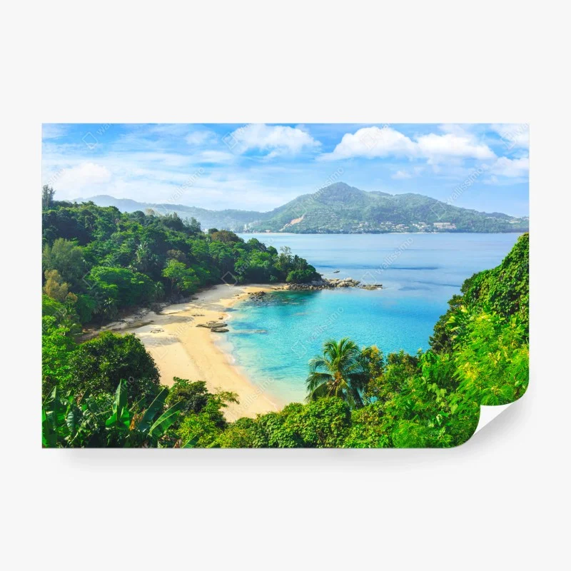 Carta da parati baia tropicale dai toni turchesi