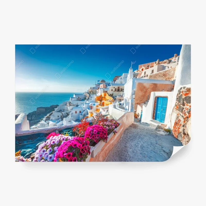 Carta da parati panorama di Santorini sulle scogliere
