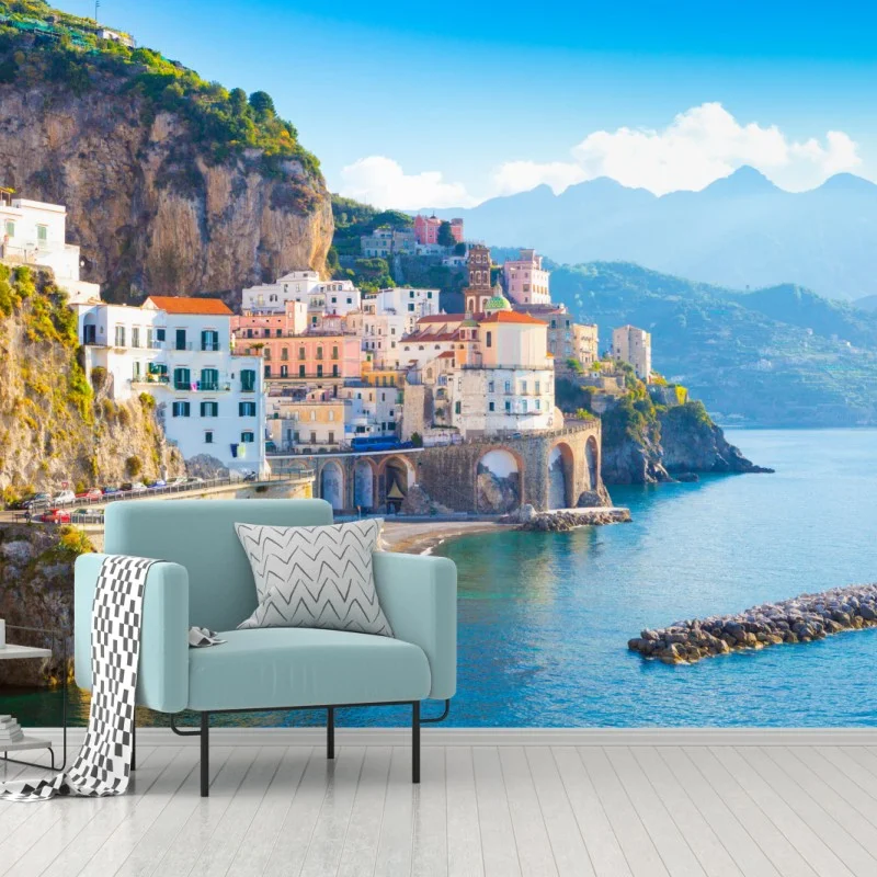 Carta da parati veduta della Costiera Amalfitana sul mare