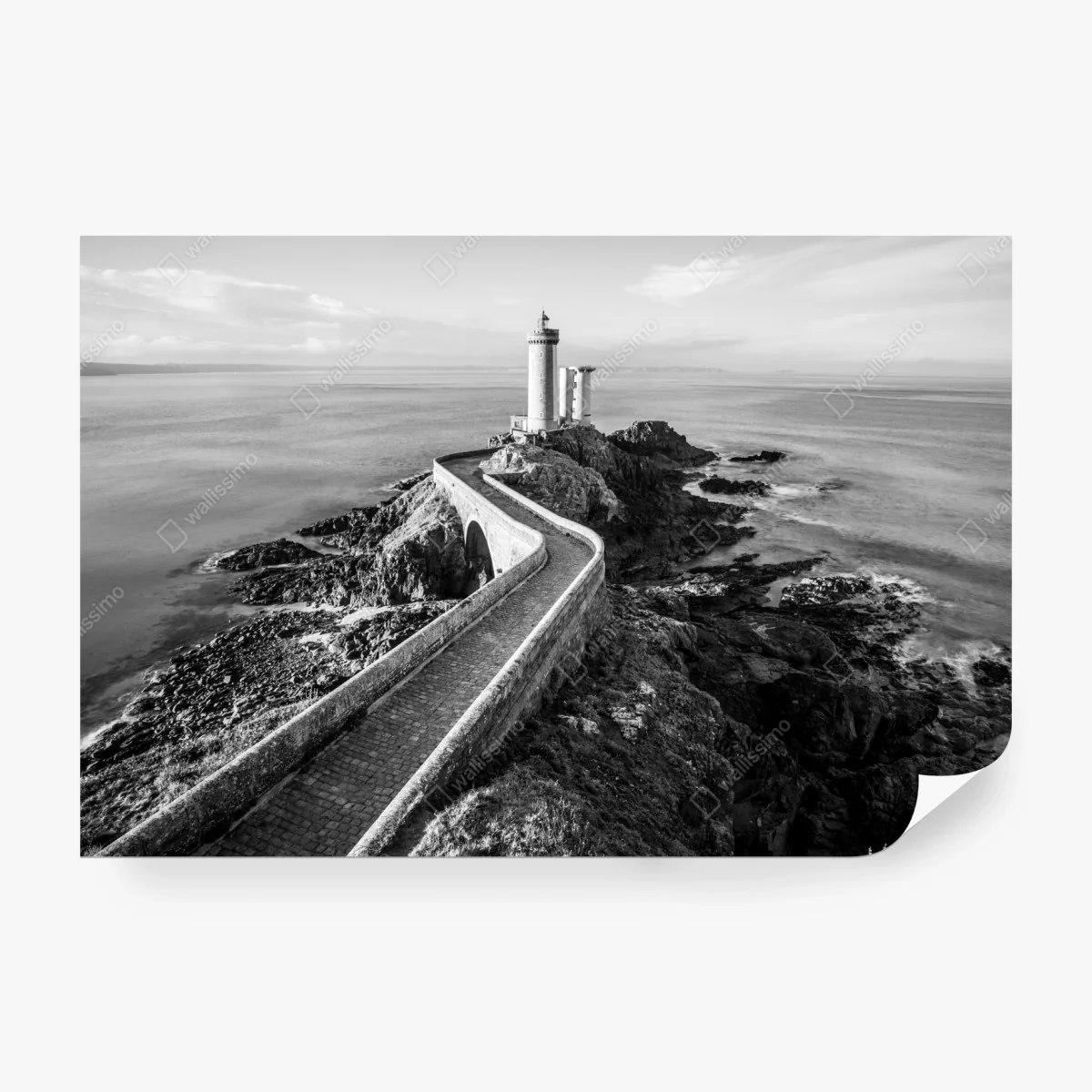 Carta da parati faro solitario sulla scogliera con passerella • Wallissimo® Carta da parati faro solitario sulla scogliera con passerella • Wallissimo®