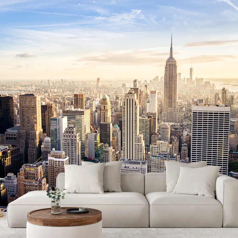 Carta da parati tramonto su New York: skyline di Manhattan