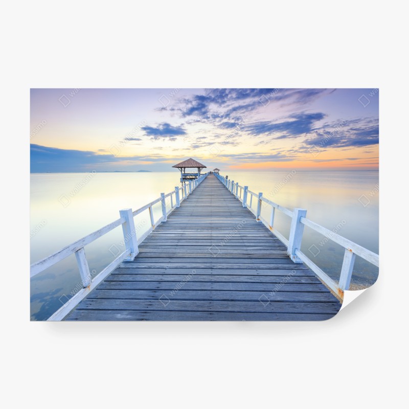 Carta da parati molo di legno al tramonto