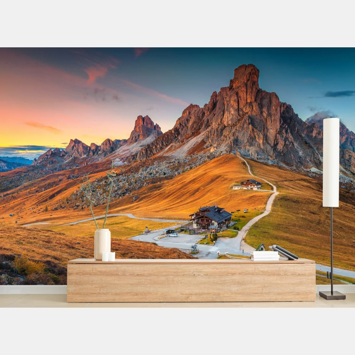 Carta da parati tramonto al Passo Giau nelle Dolomiti • Wallissimo® Carta da parati tramonto al Passo Giau nelle Dolomiti • Wallissimo®