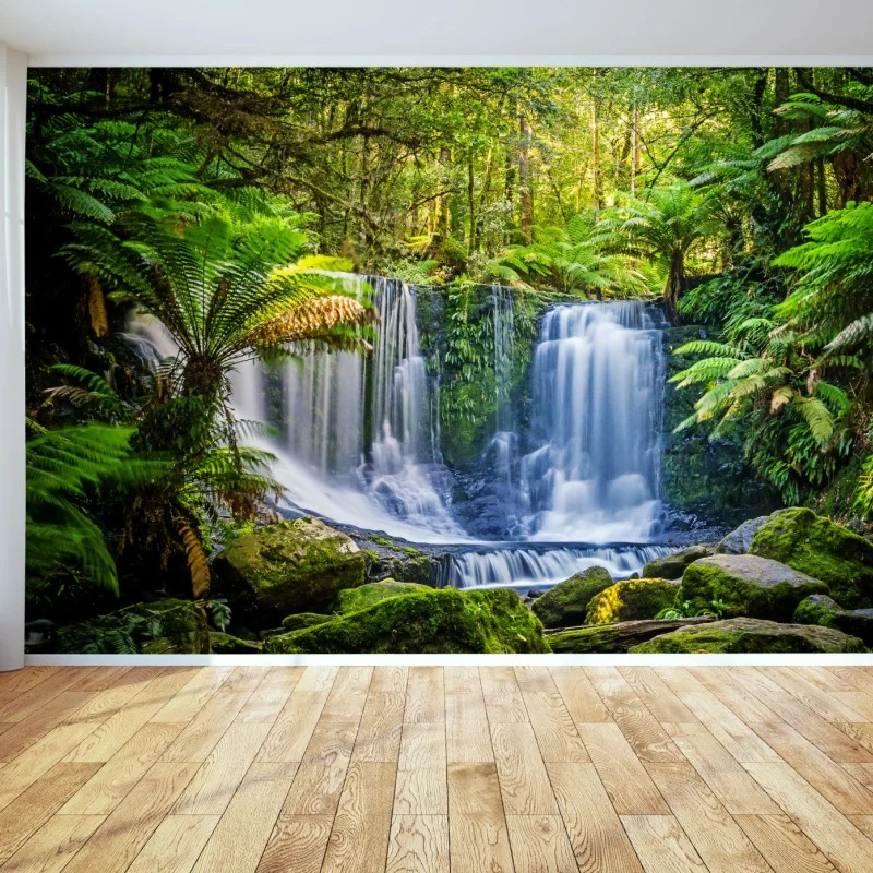 Carta da parati oasi verde a Horseshoe Falls, Mt Field, Tasmania