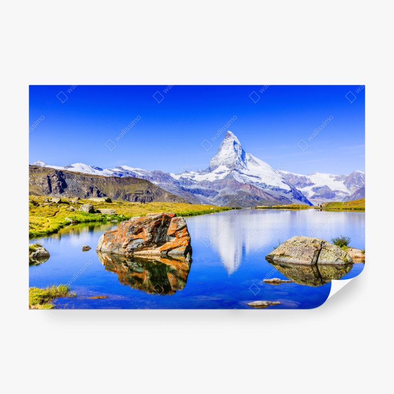 Carta da parati riflesso del Cervino sul lago Stellisee