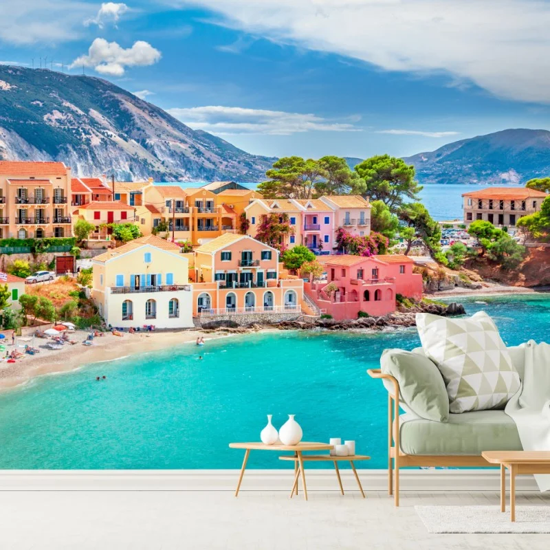 Carta da parati Assos: scorcio di Kefalonia sul mare turchese • Wallissimo®