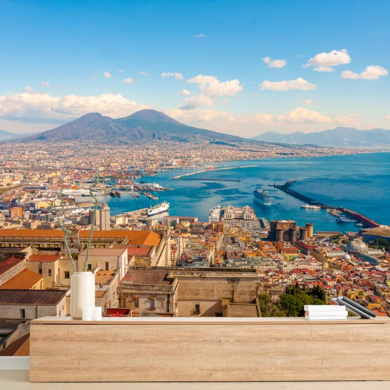 Carta da parati panorama di Napoli con il Vesuvio sullo sfondo