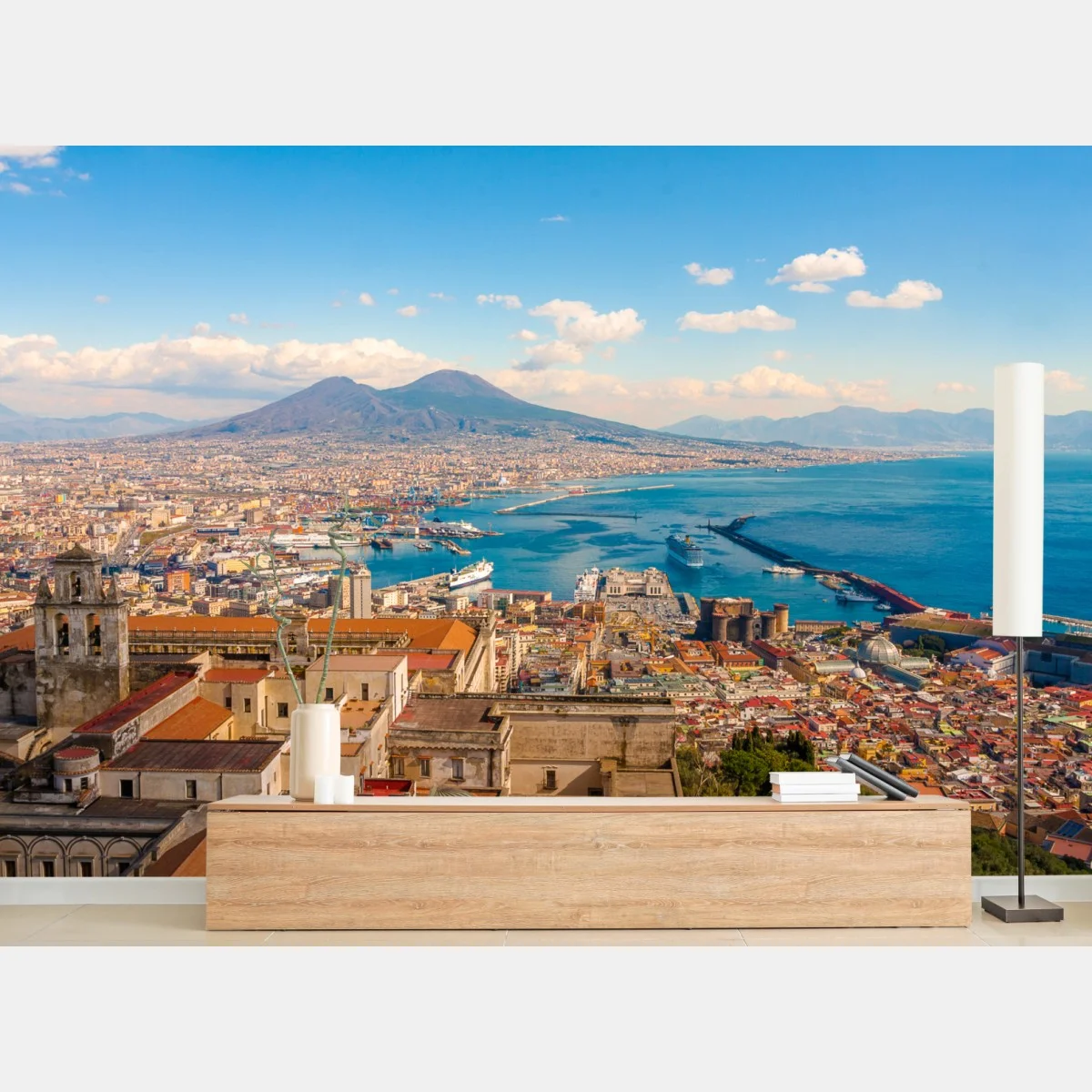 Carta da parati panorama di Napoli con il Vesuvio sullo sfondo • Wallissimo® Carta da parati panorama di Napoli con il Vesuvio sullo sfondo • Wallissimo®