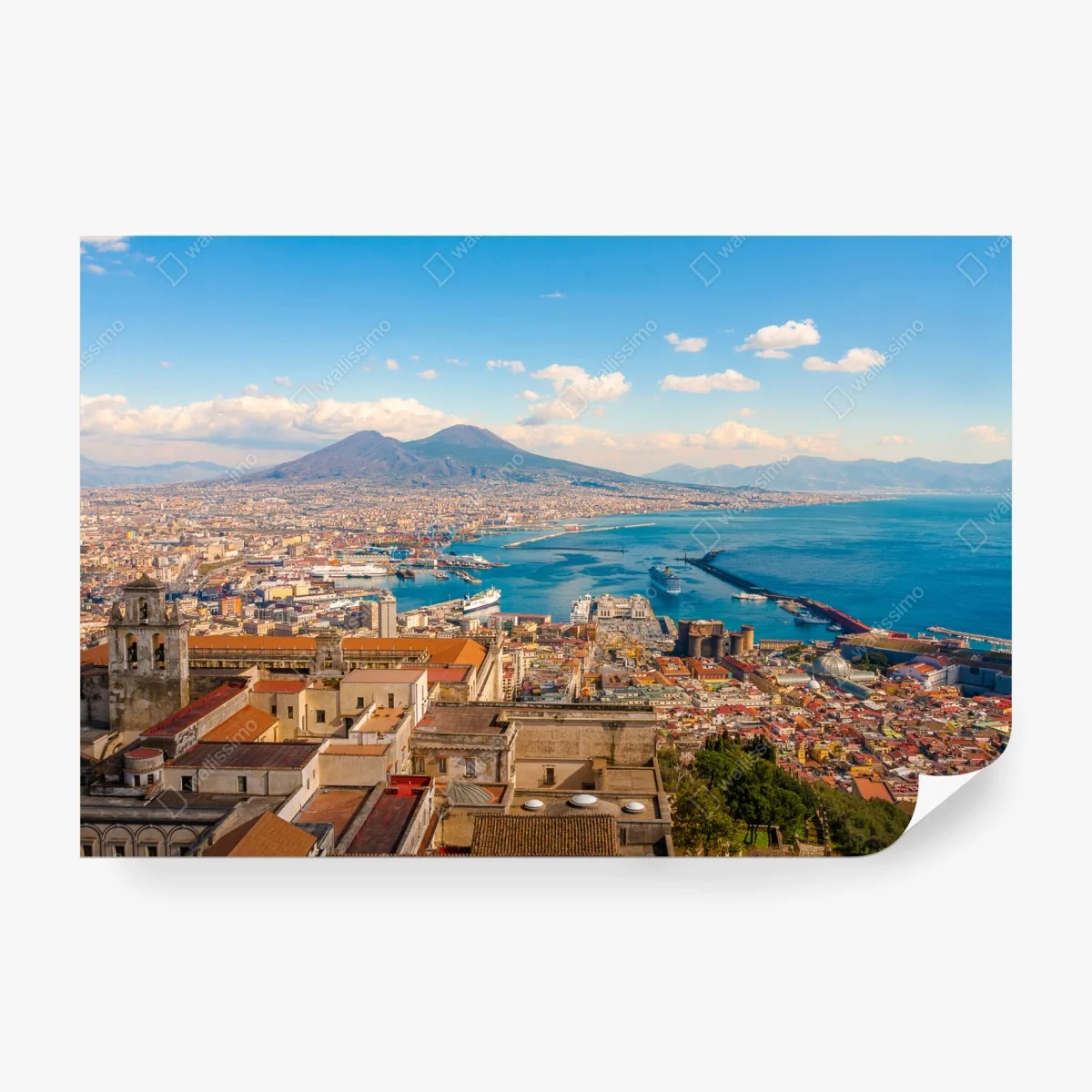 Carta da parati panorama di Napoli con il Vesuvio sullo sfondo • Wallissimo® Carta da parati panorama di Napoli con il Vesuvio sullo sfondo • Wallissimo®