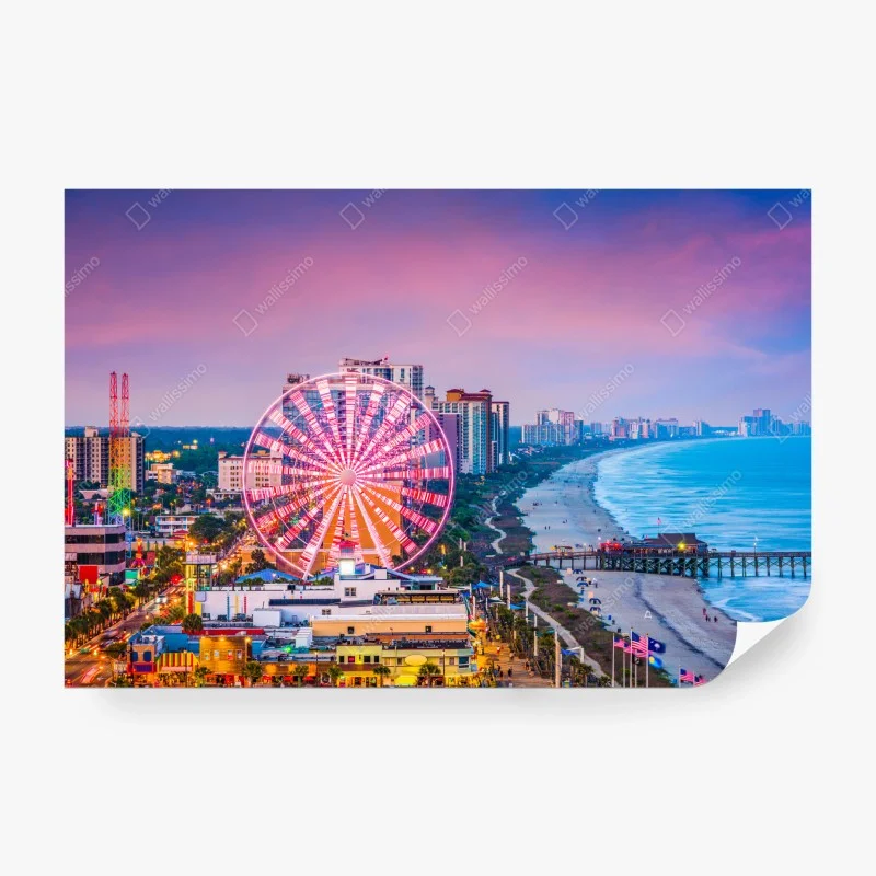 Carta da parati tramonto a Myrtle Beach: ruota panoramica sul lungomare
