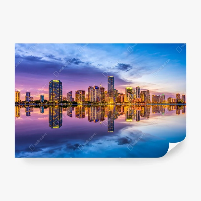 Carta da parati tramonto riflesso a Miami