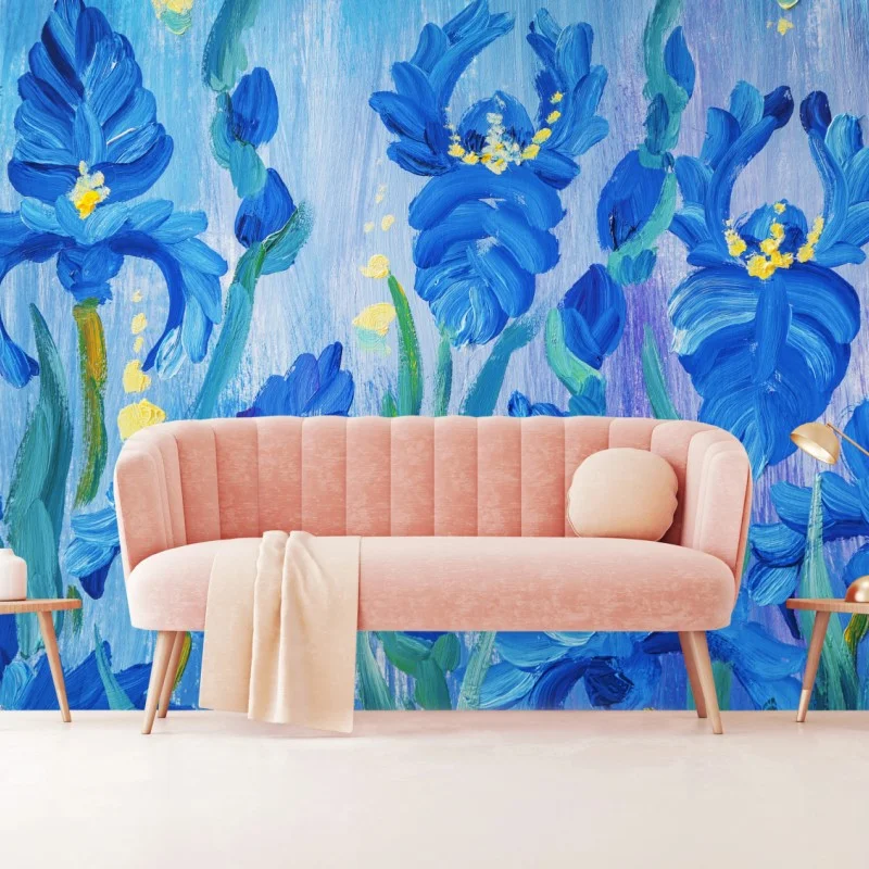 Carta da parati fioritura di iris blu