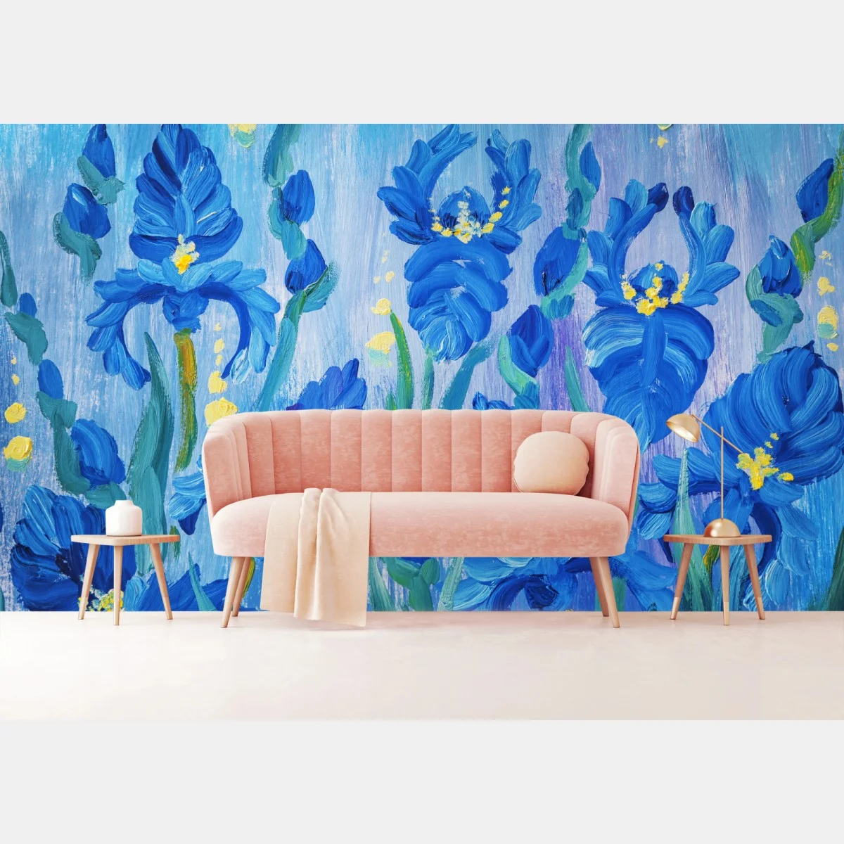 Carta da parati fioritura di iris blu • Wallissimo® Carta da parati fioritura di iris blu • Wallissimo®