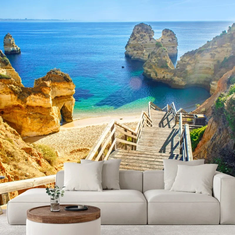 Carta da parati scalinata verso la baia turchese