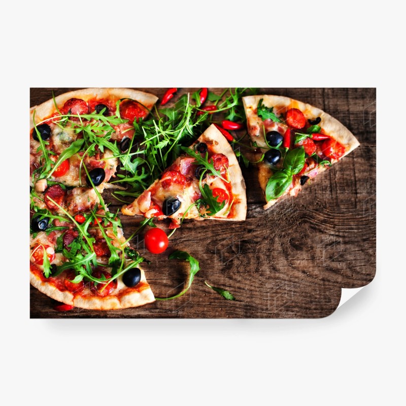 Carta da parati pizza rustica con rucola e pomodorini