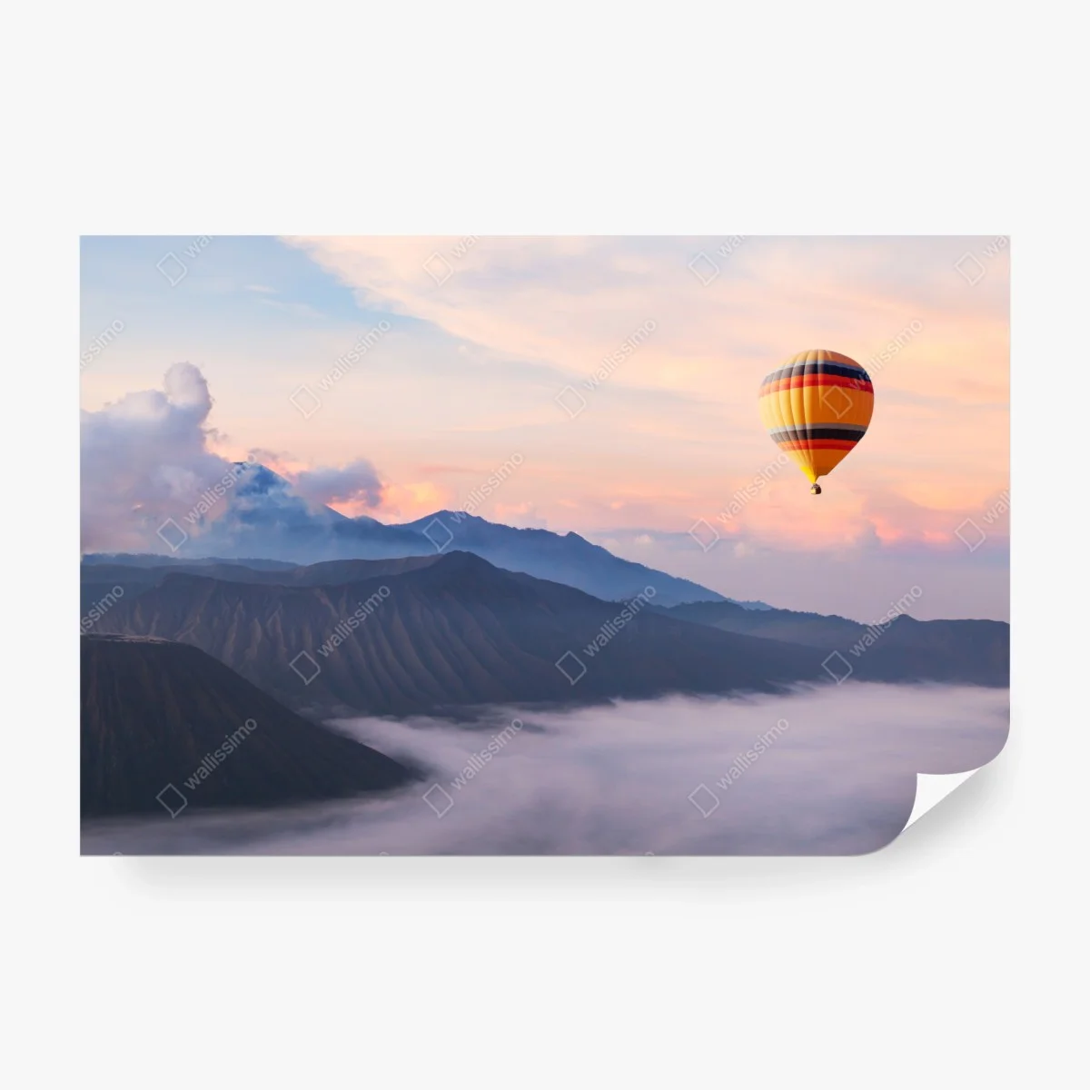 Carta da parati mongolfiera sopra le montagne all'alba • Wallissimo®