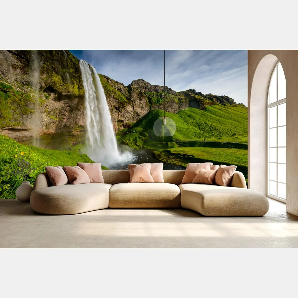 Carta da parati cascata maestosa di Seljalandsfoss, natura dell'Islanda • Wallissimo® Carta da parati cascata maestosa di Seljalandsfoss, natura dell'Islanda • Wallissimo®