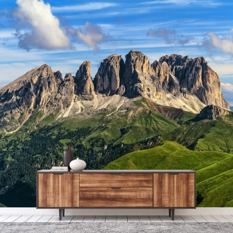 Carta da parati maestoso paesaggio alpino delle Dolomiti