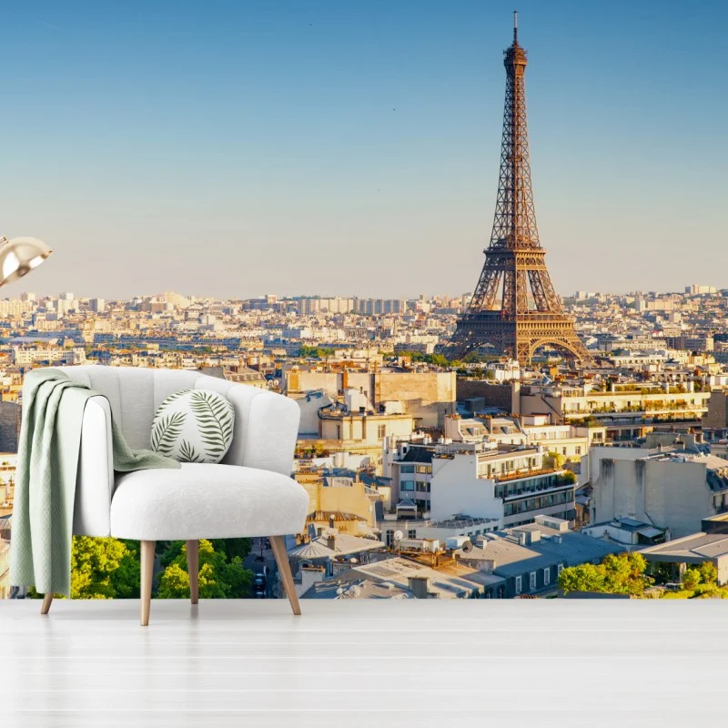 Carta da parati veduta panoramica di Parigi con Torre Eiffel