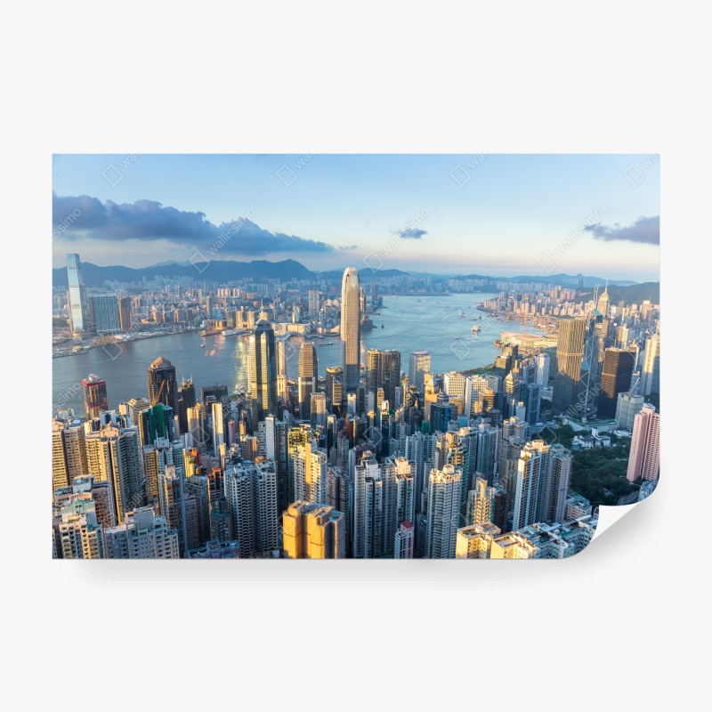 Carta da parati tramonto su Hong Kong: skyline mozzafiato