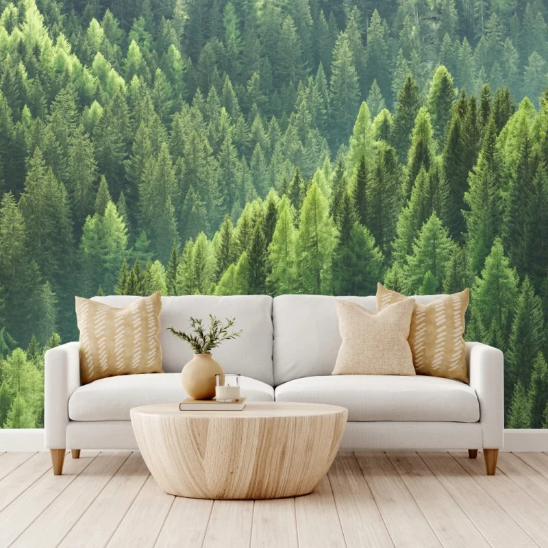 Carta da parati onda verde della foresta