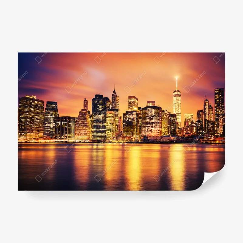 Carta da parati tramonto dorato su Manhattan